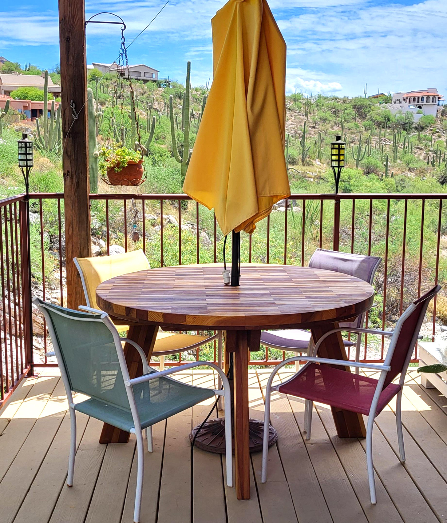 Round Wooden Picnic Table with Detached Benches